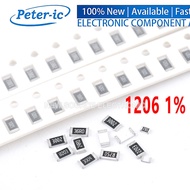 (100pcs) 1206 SMD Resistor 0.1R~910R 1% 1/4W 0R 0.2R 0.22R 0.33R 0.47R 0.68R 1R 2.2R 4.7R 5.1R 47R 2