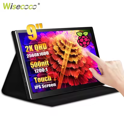 Wisecoco 2K 2560x1600 9inch Raspberry Pi 4 Touch Monitor USB C HDMI IPS Second Portable Monitor for 