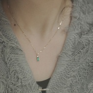 Yes✨S925 Sterling Silver Emerald Zircon Pendant Necklace Retro Gold Plated Clavicle Chain Bestie Nec