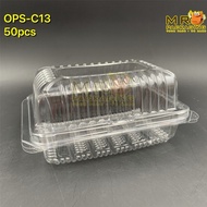 Benxon OPS-C13 GO-13 Plastic Tray with Lock [ 50pcs± ] Bakery Disposable Plastic Clear Food Box Beka