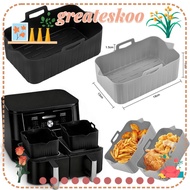 GREATESKOO Air Fryer Basket, Silicone Rectangle Air Fryer Baking Tray, Reusable Rectangle Basket Con