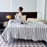 ELIYA ผ้าห่มขนกระต่าย ผ้าห่มขนาด7ฟุต ผ้าห่มขนฟูนุ่มสัมผัสอ่อนโยน เครื่องนอนห่มสบาย ระบายอากาศได้ดี เ