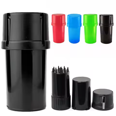 Herb Storage Container and 40MM Grinder Plastic Tobacco Grinder 75ML moke Spice Crusher Hand Muller 