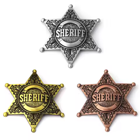 Hexagon Star Sheriff Badge Brooch Cowboy Outfit Accessories Jewelry Gift Wholesale