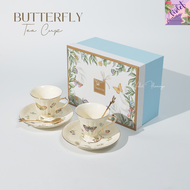 Violet Flamingo ชุดน้ำชาลายผีเสื้อ Butterfly Tea Set ชุดกาน้ำชาและแก้วพร้อมจานรอง