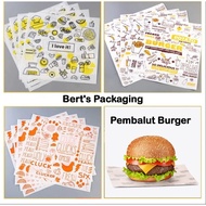 Kertas Pembalut Burger 90pcs+- | Kebab Wrapper Paper | Burrito Wrapper Paper | Roti John Wrapper Pap