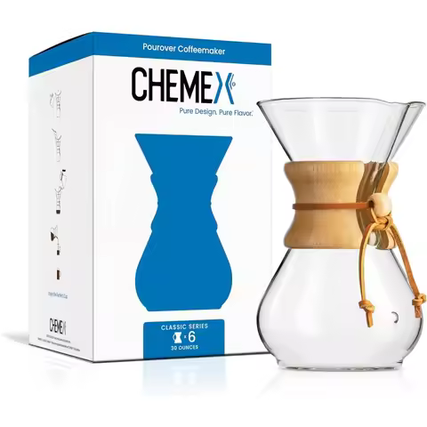 Chemex Pour-Over Glass Coffeemaker - Classic Series - 6-Cup - Exclusive Packaging