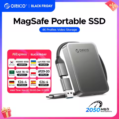 ORICO Magnetic External SSD for iPhone 16 15 Pro/Max ProRes 4K ProRes HDR Record and Store 2000MB/s 