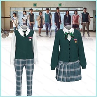 XS1 All of Us Are Dead Cosplay Costume Zombie Boys and Girls School Uniform T-shirt Skirt Set Hallow