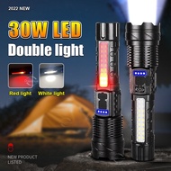 Super Strong 30W LED Flashlight USB Rechargeable Torch XHP90 High Power LED Flash Light Tactical Hun