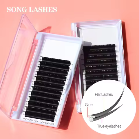 SONG LASHES New Pure Dark Styles Flat Ellipse Eyelash Extension Split Tips Ellipse Shaped Natural li
