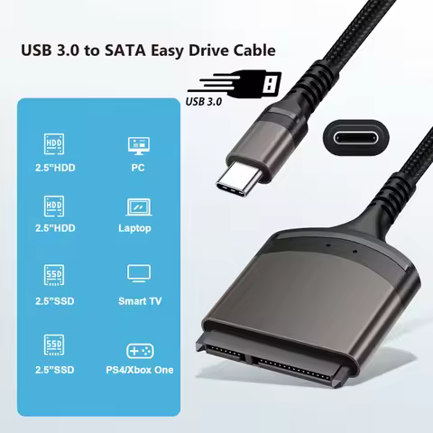 23cm USB 3.0/Type C To SATA Adapter 7+15/22 Pin Computer Connector Aluminum Shell External Converter