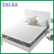 ZXLSA Waterproof Breathable Mattress Pad Hypoallergenic Quilt Embossed Careful Stitch Mattress Protector with Strap JRTRD