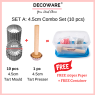 DECOWARE Mini Cheese Tart Combo Set (4.5cm/5cm) | Acuan Egg Tart Aluminium | Acuan Tart | Egg Tart M