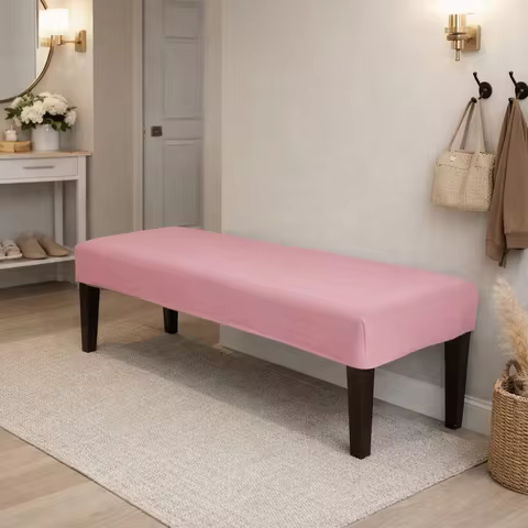 Elastic Bench Chair Cover Solid Color Removable Bench Slipcover Rectangular Shape Washable Piano Cha