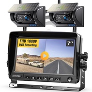 2 Magnetic Solar Wireless Backup Camera HD1080P 3 Mins DIY Installation DVR 7" IPS Monitor Rechargea