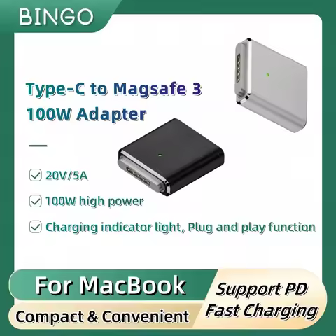 Type-C to Magsafe 3 PD 100W Adapter for MacBook Pro 2023(M2,14/16 inch),MacBook Air 2022(M2), MacBoo