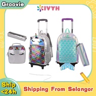 【24h】 3Pcs Trolley School Backpacks Rolling  School Bag  with Wheels Kids  School Rolling Bag with L