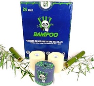 Bampoo Premium 100% Bamboo Toilet Paper 3 PLY - Eco Friendly, Sustainable - 24 Jumbo Rolls and 370 Sheets Per Roll - Septic Safe - Organic, Plastic Free, Chemical Free, Tree-Free, Unbleached
