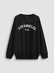 Cider Letter Oversized Crew Neck Hoodie