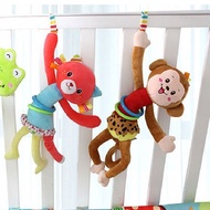 Ready Stock 〔 Children's Toys H7R} Cartoon Animal Pulling Plush Toys ♥ Happy monkey Bed Hanging Plus