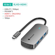 Yottamaster USB C ฮับ 6 In 1 ประเภท C ฮับ USB C ถึง 4K 60Hz HDMI PD100W 2.5G RJ45 USB 3.1อะแดปเตอร์ 