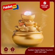 Golden Ingots Water Fountain with LED Light | Feng Shui by PakBet TV