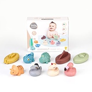 Baby Bath Toys 9 Pack Bath Squirt Toys Silicone Ocean Animals Bathtub Float Toy for Water Play Kids 