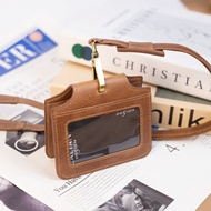 【送插花小卡】橫式掛脖 真皮繩證件套-075031 三色 證件夾