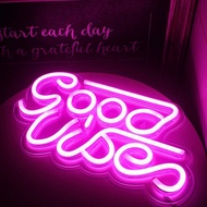 Lampu Neon Led Tulisan Good Vibes Warna Pink Untuk Dekorasi Dinding