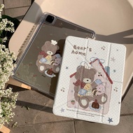 Cute Bread Bear iPad pro2024 Tablet Protective Case mini6 with Pen Slot air5 Japan Korea 10th Genera