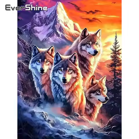 Evershine DIY Diamond Embroidery Wolf Animal Painting Dog Suitable For Beginners Diamond Mosaic Moun