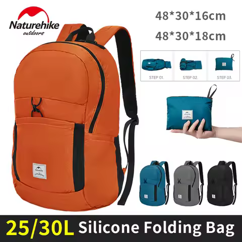 Naturehike 25L/30L Folding Backpack 30D Nylon Silicone Waterproof PU2000+ Outdoor Travel Climbing Hi