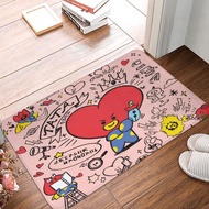 BTS BT21 Custom Flannel Anti-Slip Floor Mats Carpet Kitchen Bathroom Entrance Floor Mats 40*60cm（16*24in）13084