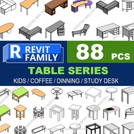 Autodesk | Revit 2025 | 88 Table set Revit Family Files MATERIALS for Architectural Design