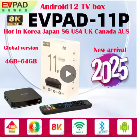 [Genuine] Newest Evpad 11P/12P Best Android smart TV box 8K 1000M ethernet Hot in JP Korea SG USA UK
