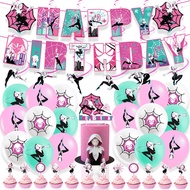 Spider Gwen Birthday Decoration Set Birthday Party Decoration Spider Gwen banner cake topper balloon