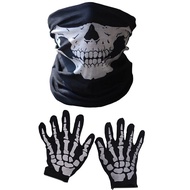 Halloween Mask Scary Skull Chin Mask Skeleton Ghost Gloves for Performances Parties Dress Up Festiva