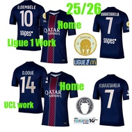 25/26 PSG O.DEMBELE soccer clothes 25/26 paris-Home Jerseys D.DOUE KVARATSKHELIA O.DEMBELE HAKIMI VI