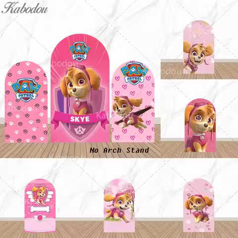 Arch Paw Patrol Skye Backdrop Covers Children Girls 1st Birthday Party Baby Shower Decor Pink Dogs B