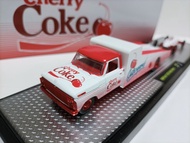 M2 1/64 Ford F-250 Transport Trailer+Speedy Tanker Model Belly Tanker Cola Painting
