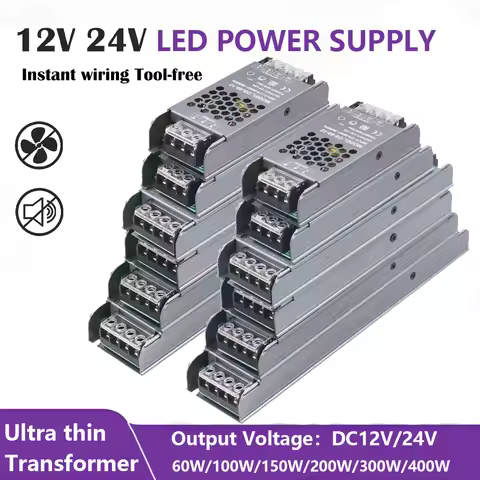12V 24V 60W 100W 150W 200W 300W 400W Transformer Power Supply 110V 220V 230V AC to 12 24 Volt DC LED