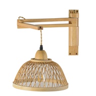 Japanese Style Adjustable Rattan Wall Lamp Vintage Chandelier Farmhouse Rattan Bamboo Lamp Fixture R