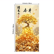TEMU 2d Door Banner, 1pc Chinese Style Of Door Banner - 35.4x70.9 Inch Polyester Fortune Symbolism H