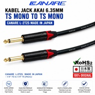 Akai 6.35mm TS Mono to 6.35mm TS Mono Cable Professional Audiomade in japan