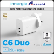 Innergie C6 Duo 63W 2-Port Charger with PD USB-C Fast Charger QC 4.0 Power Adapter - UK PLUG