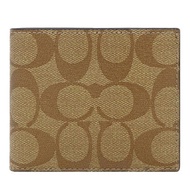 COACH Coach Men's ID Billfold Wallet In Signature Canvas Tan F66551
