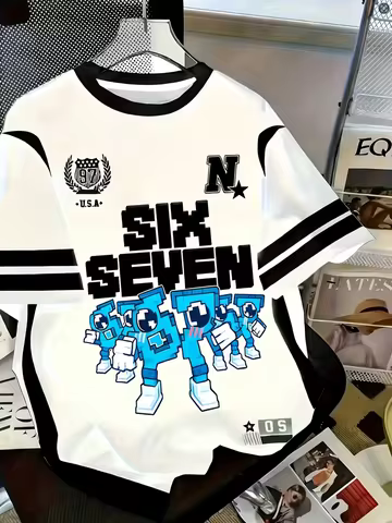 T-shirt For Kids 67 Six Seven Italian Brain Rot Math Joke Tops Y2k Game Saying Short Sleeve Graphic 