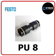 Air Tac Tube-to-Tube Pneumatic Fitting Push In 8 mm to Push In 8 mm, PU Series, 14 bar PU 8 -vtechau