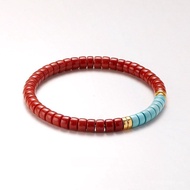 Send Girlfriend Straight Cut Bracelet Raw Ore Turquoise 6mm Gold 18k Pill Natural Bracelet Southern 